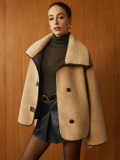 Angelica | Contrast Piping Shift Minky Coat