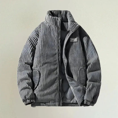 Corduroy Blend Coat – Quilted Body And Structured Shape