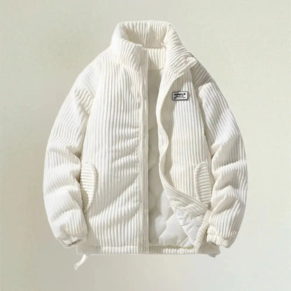 Corduroy Blend Coat – Quilted Body And Structured Shape