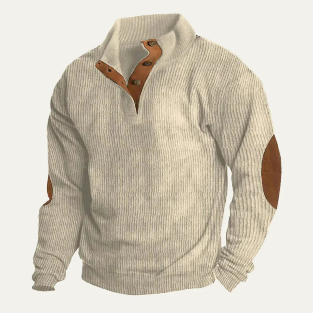 Men’s Loose Knit Buckle Neck Casual Sweater Hoodie