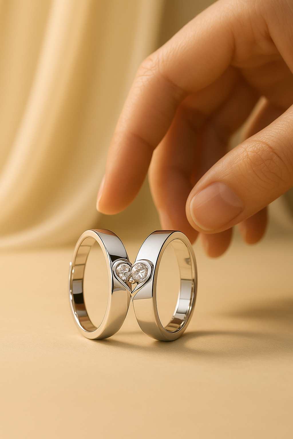 Lovely Pair Heart Ring Set for Him Her