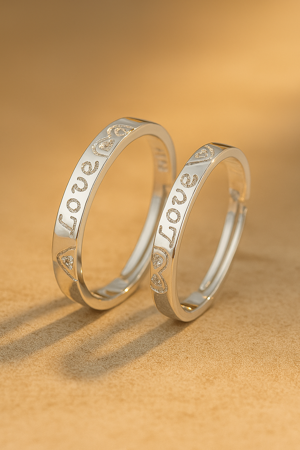 Lovely Pair Heart Ring Set for Him Her