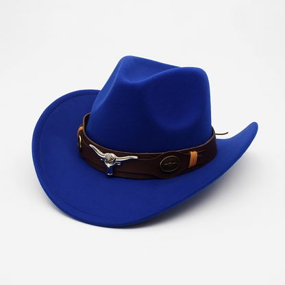 Cowboy Hat | Classic Model | Vegan Leather & Braided Chinstrap | Adjustable Design