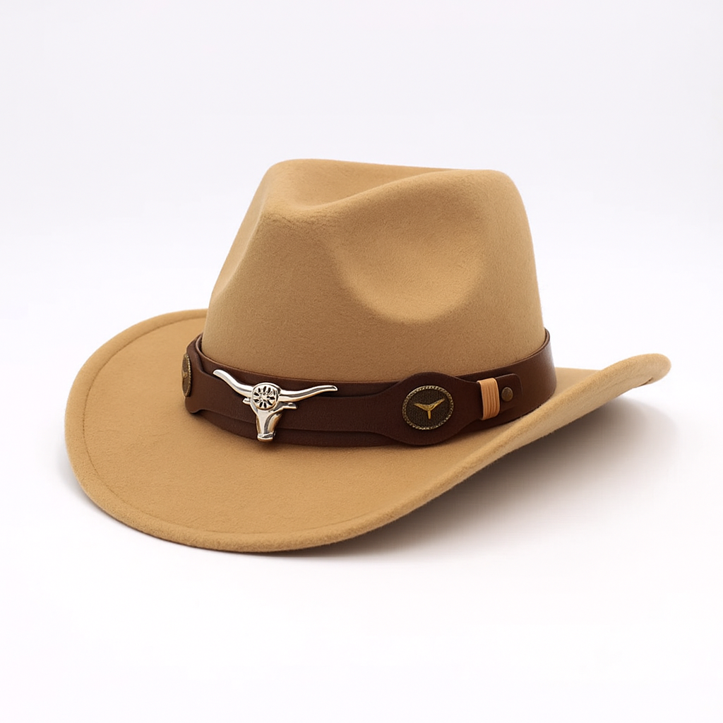 Cowboy Hat | Classic Model | Vegan Leather & Braided Chinstrap | Adjustable Design