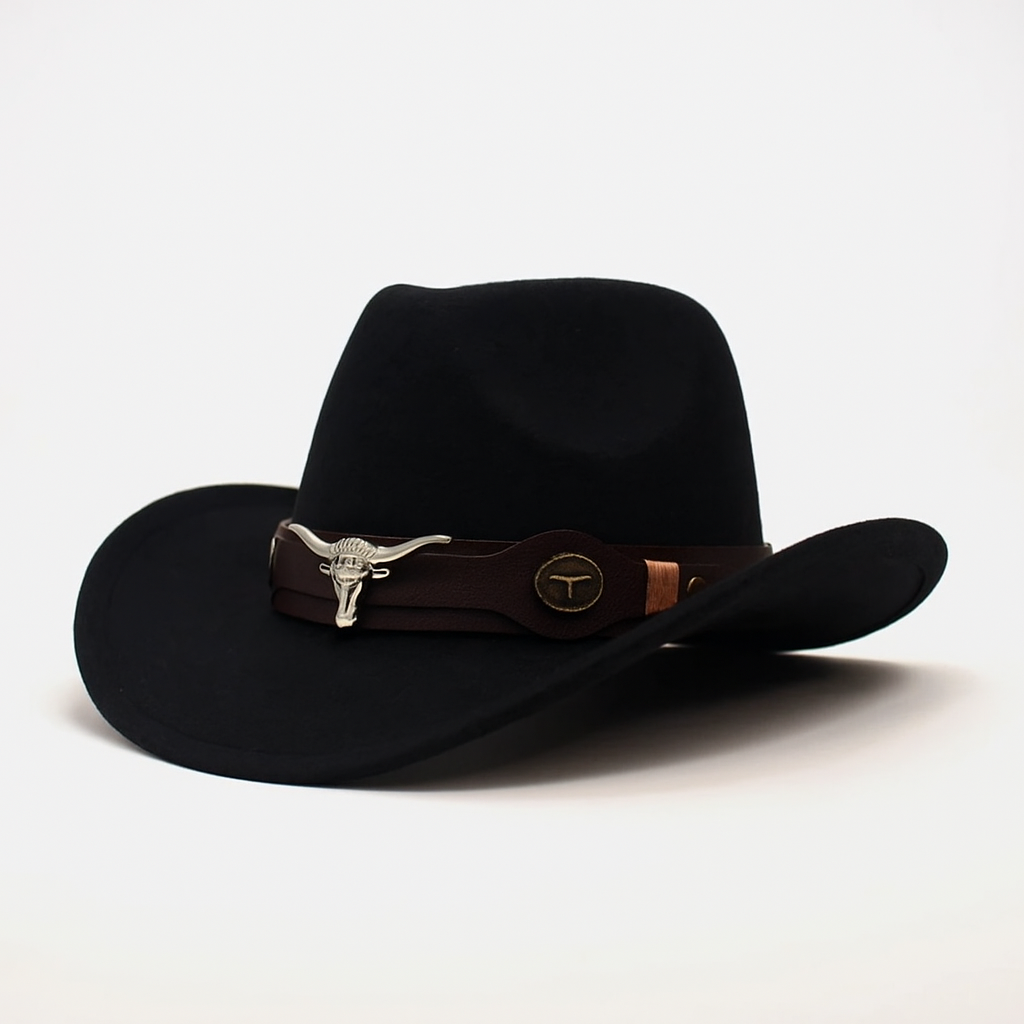 Cowboy Hat | Classic Model | Vegan Leather & Braided Chinstrap | Adjustable Design