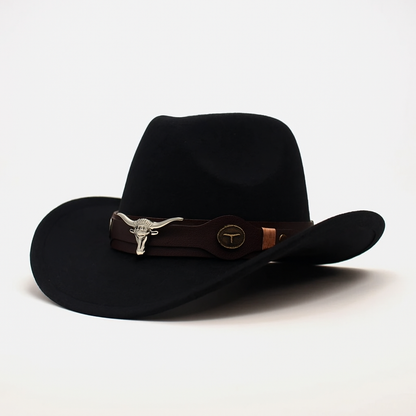 Cowboy Hat | Classic Model | Vegan Leather & Braided Chinstrap | Adjustable Design