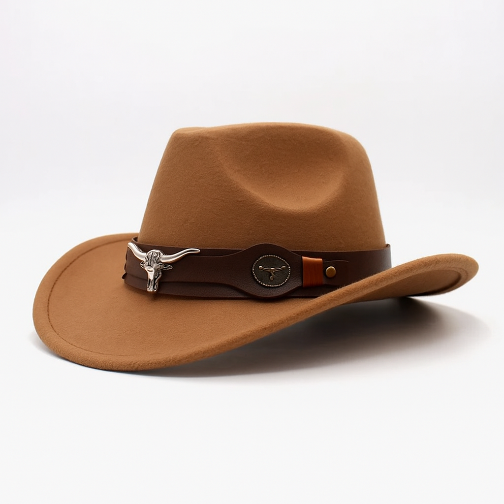 Cowboy Hat | Classic Model | Vegan Leather & Braided Chinstrap | Adjustable Design