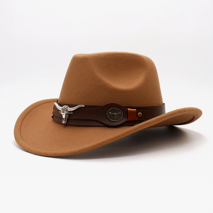Cowboy Hat | Classic Model | Vegan Leather & Braided Chinstrap | Adjustable Design