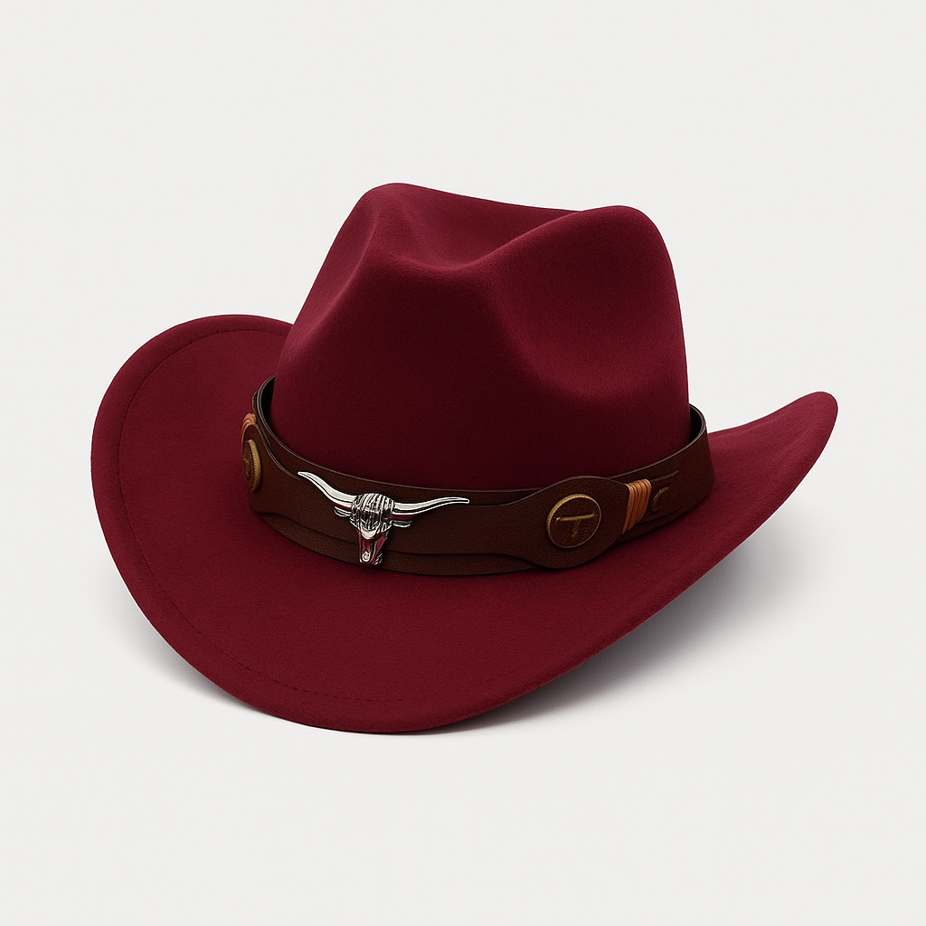 Cowboy Hat | Classic Model | Vegan Leather & Braided Chinstrap | Adjustable Design