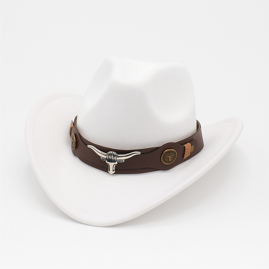 Cowboy Hat | Classic Model | Vegan Leather & Braided Chinstrap | Adjustable Design