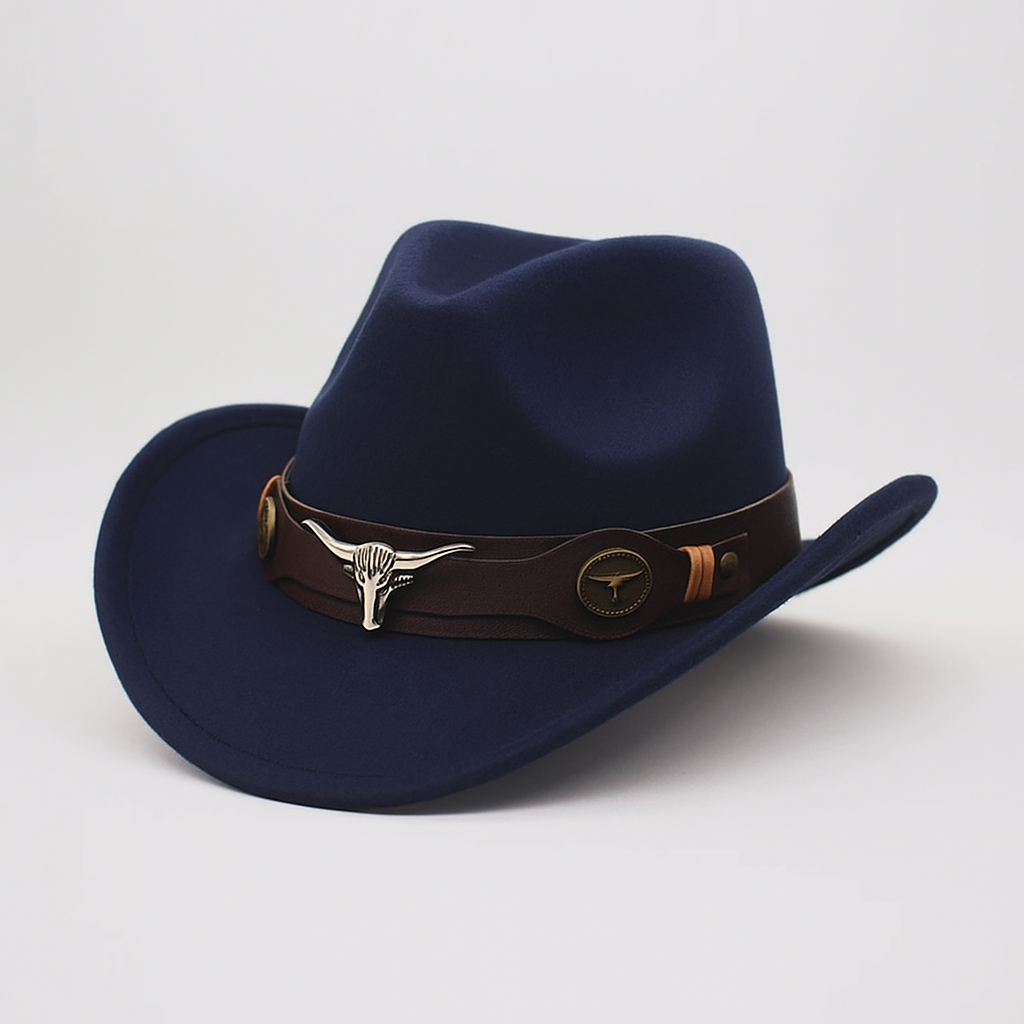 Cowboy Hat | Classic Model | Vegan Leather & Braided Chinstrap | Adjustable Design