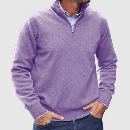 Men’s Plain Knit Cashmere Sweater with Funnel Neck