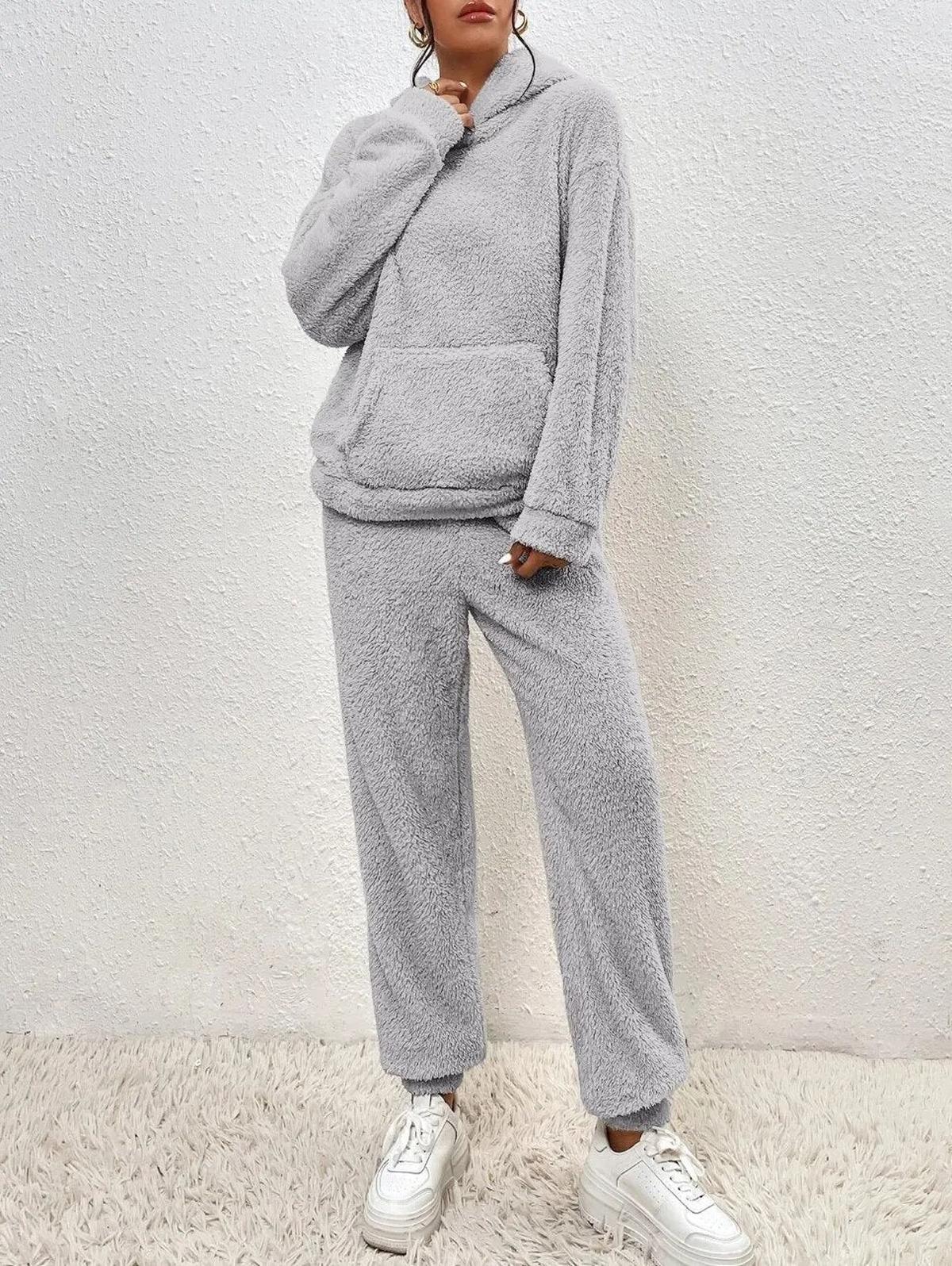 Soft Plush Hoodie And Sweatpants Set