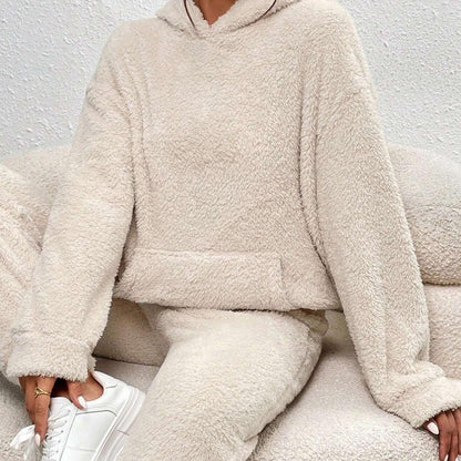 Soft Plush Hoodie And Sweatpants Set - BritishElegance