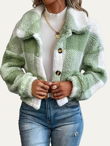 Women’s Plush Button-Front Cropped Shacket