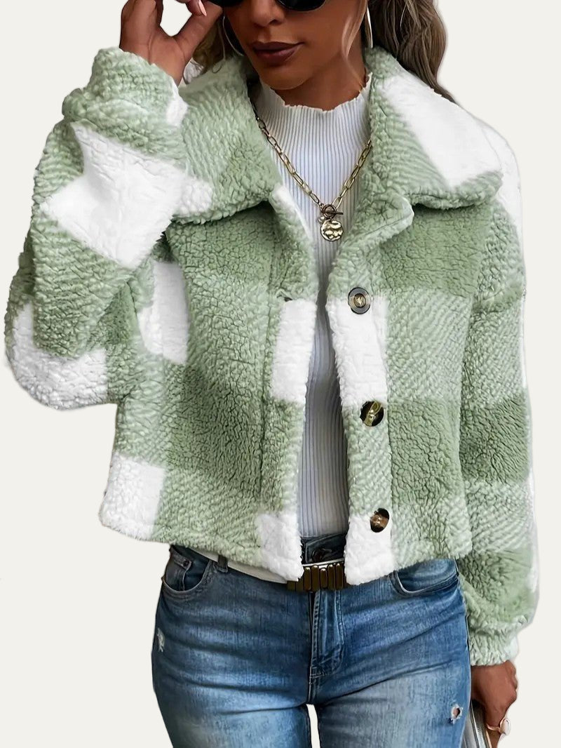 Women’s Plush Button-Front Cropped Shacket