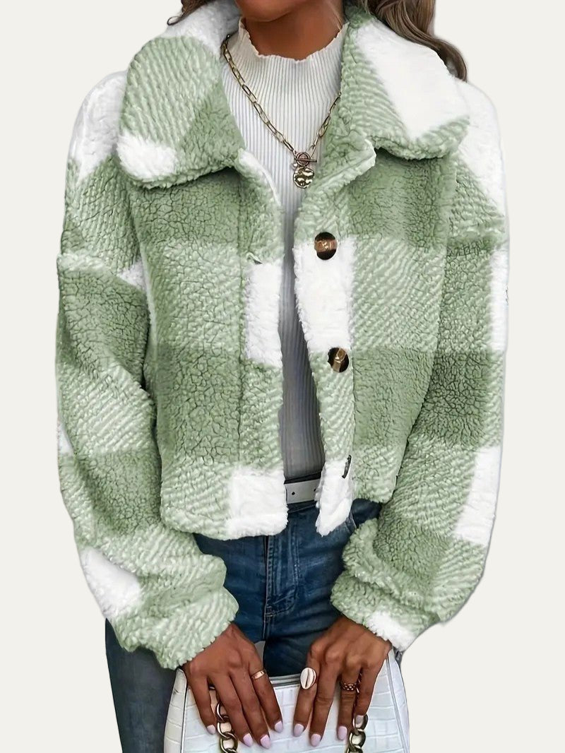 Women’s Plush Button-Front Cropped Shacket