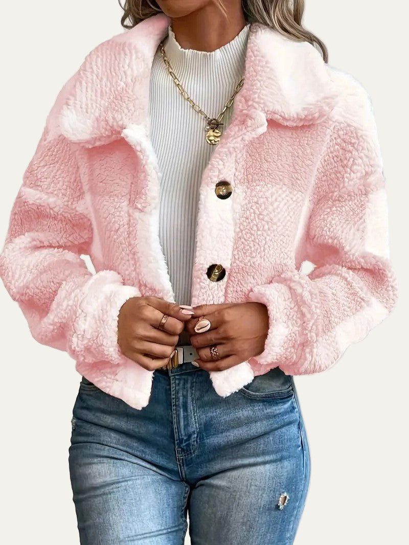 Women’s Plush Button-Front Cropped Shacket