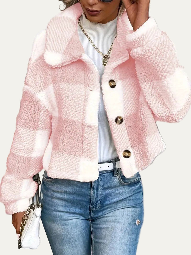 Women’s Plush Button-Front Cropped Shacket