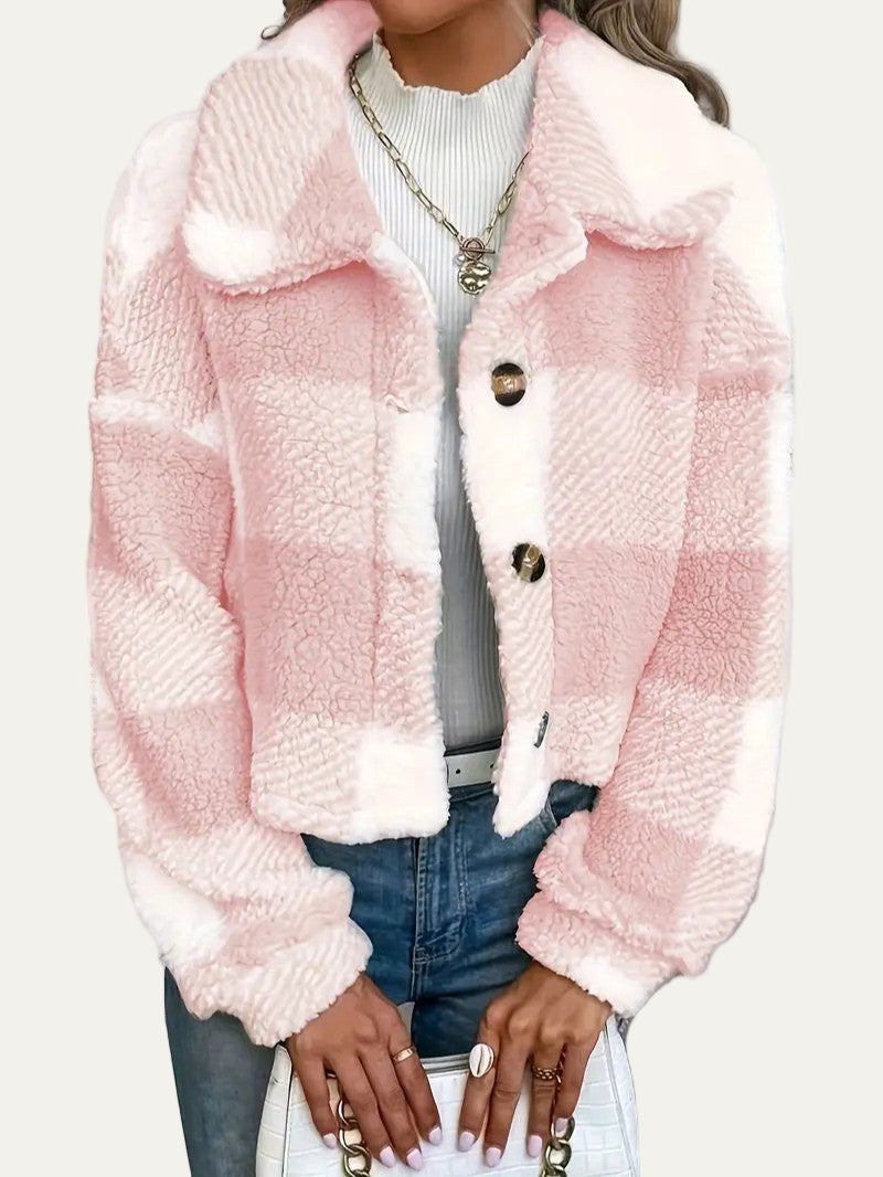 Women’s Plush Button-Front Cropped Shacket