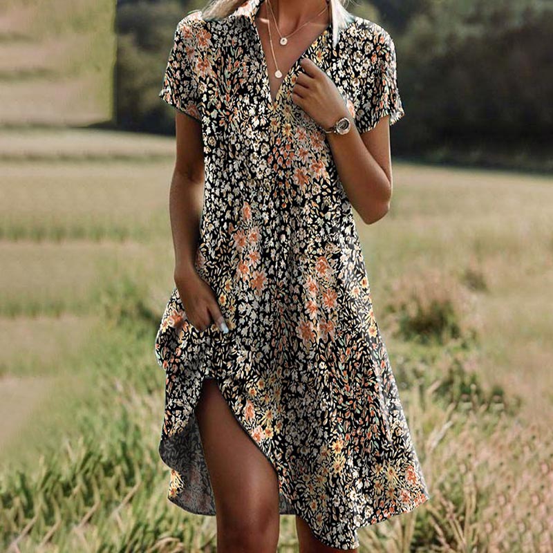 Ladies Classic Summer Floral Dress - BritishElegance
