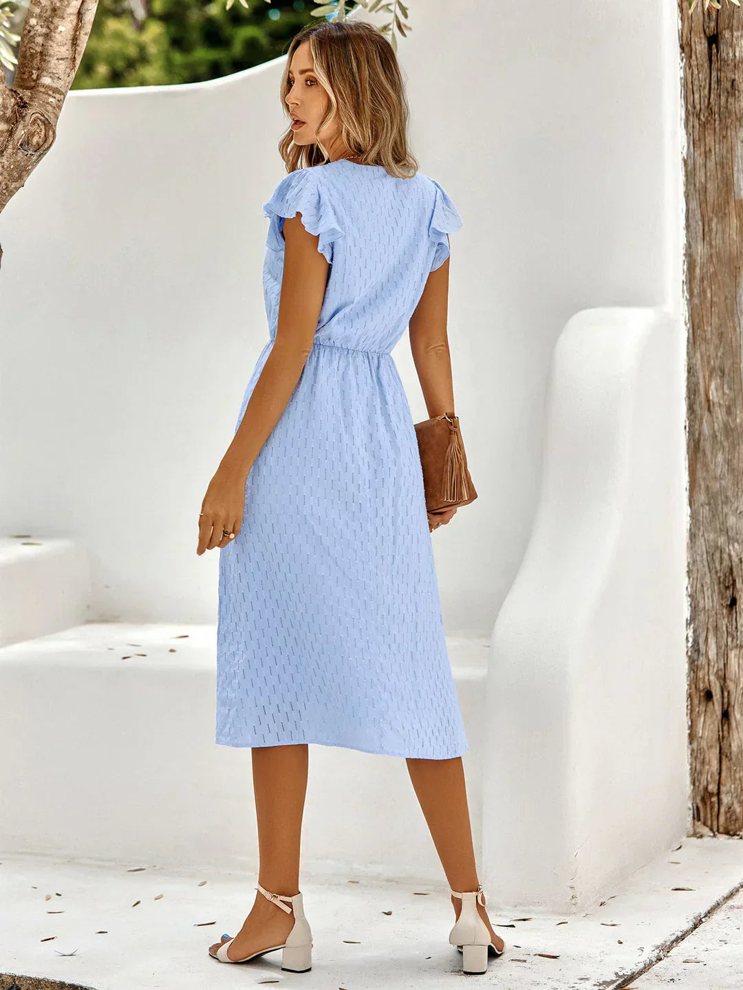 Cressida – Midi Dress with Ruffles and V-neck