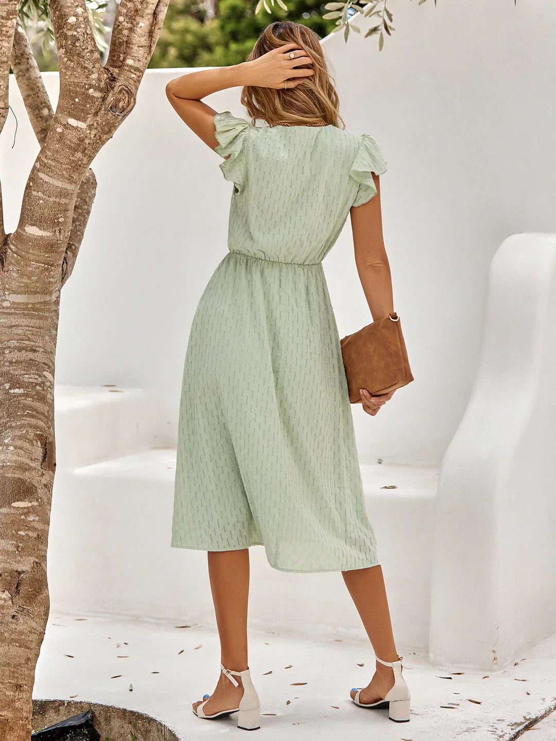 Cressida – Midi Dress with Ruffles and V-neck