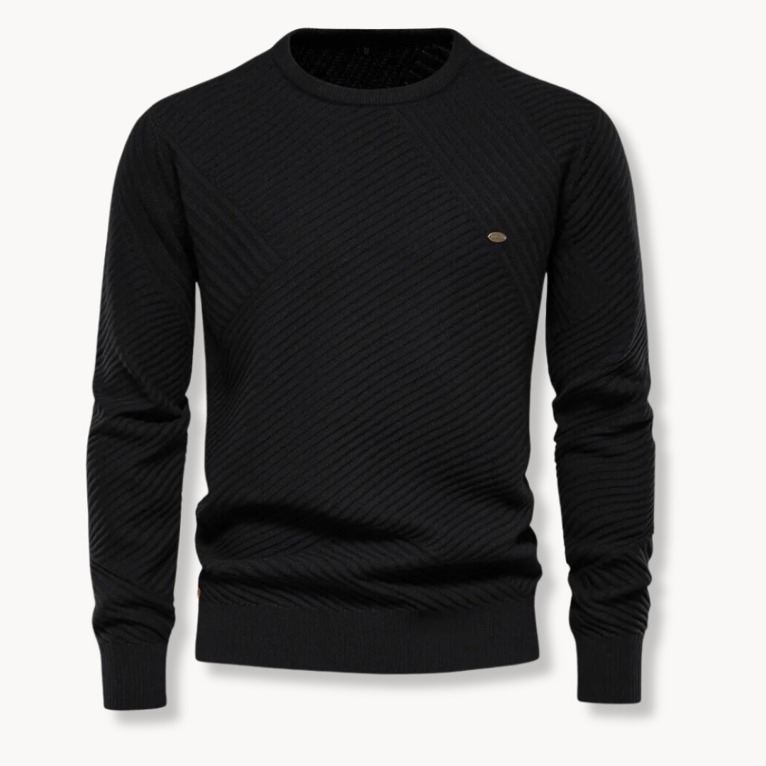 Crewneck Pullover - Ribbed Neck And Cuffs And Keeps Shape