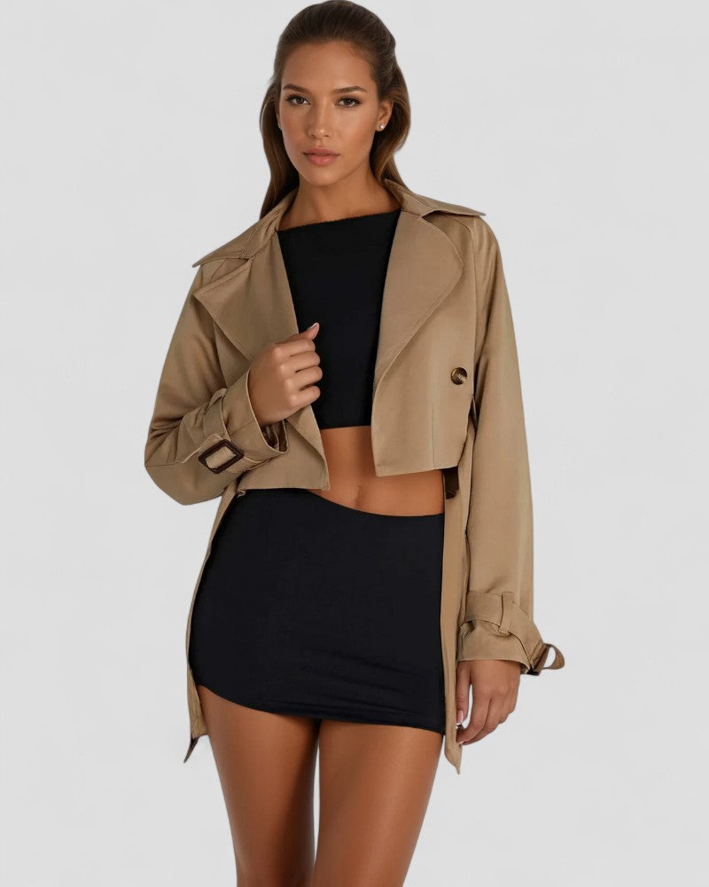 Women’s Cropped Double-Breasted Trench Coat