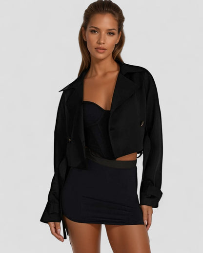 Women’s Cropped Double-Breasted Trench Coat
