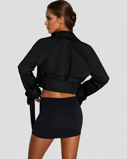 Women’s Cropped Double-Breasted Trench Coat