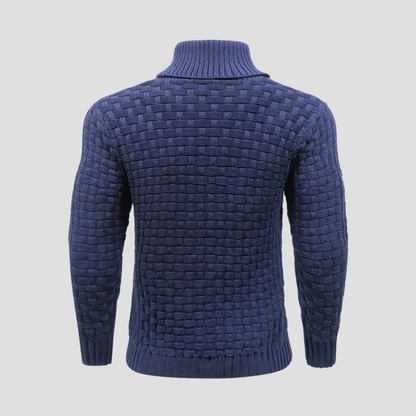 Men’s Shawl Neck Basketweave Knit Sweater