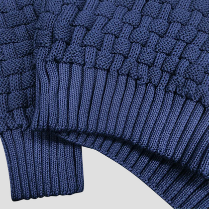 Men’s Shawl Neck Basketweave Knit Sweater