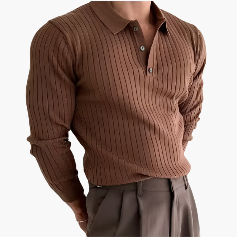 Men's Classic Fit Polo Shirt - Stylish Long Sleeve Top