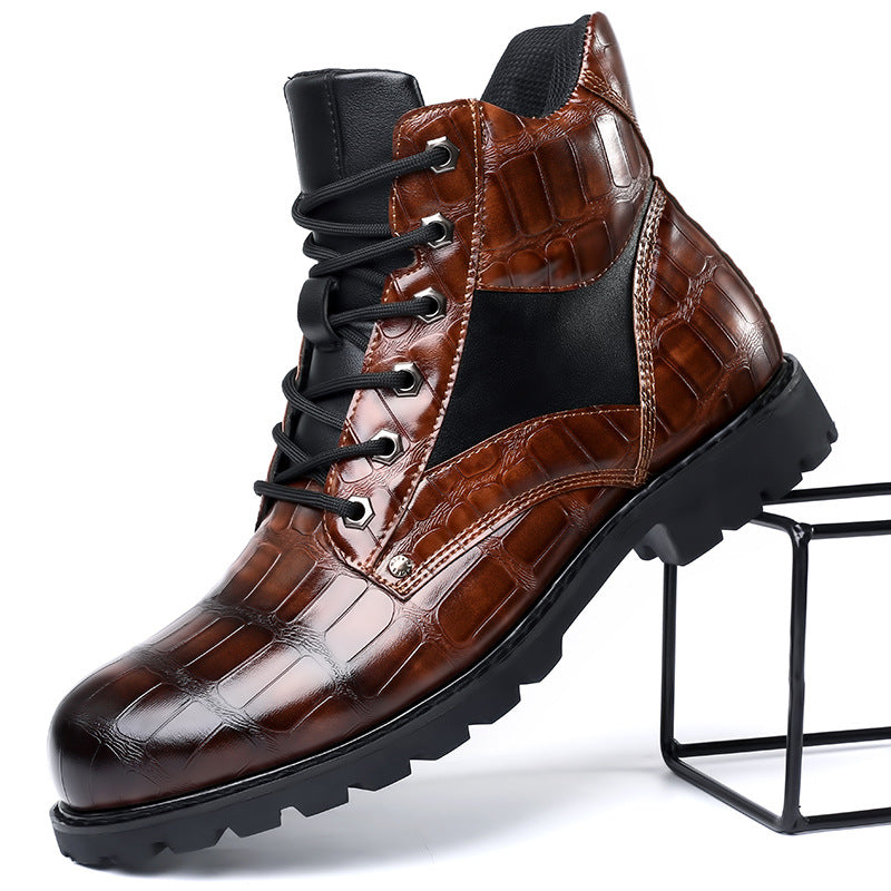 Tough Men's Leather Ankle Combat Boots - BritishElegance