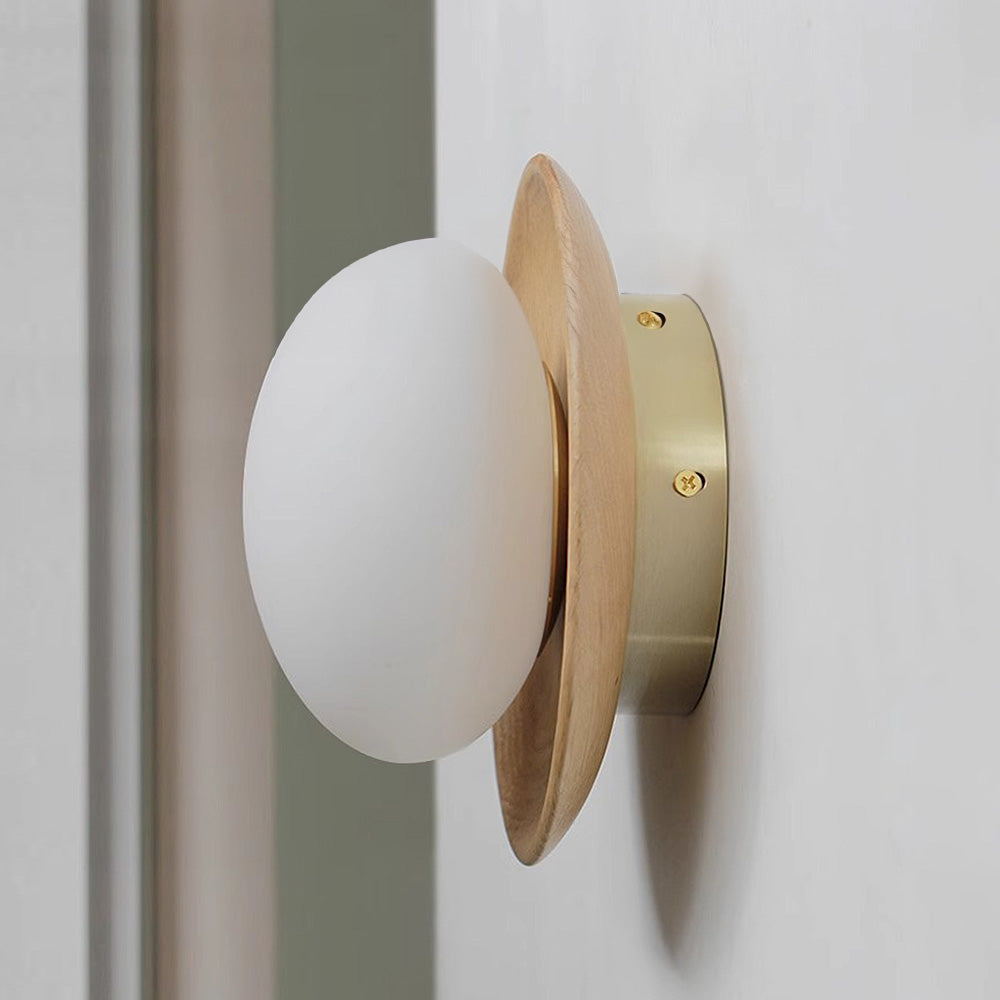 Classic Wooden Wall Lamp with Glass Shade - BritishElegance