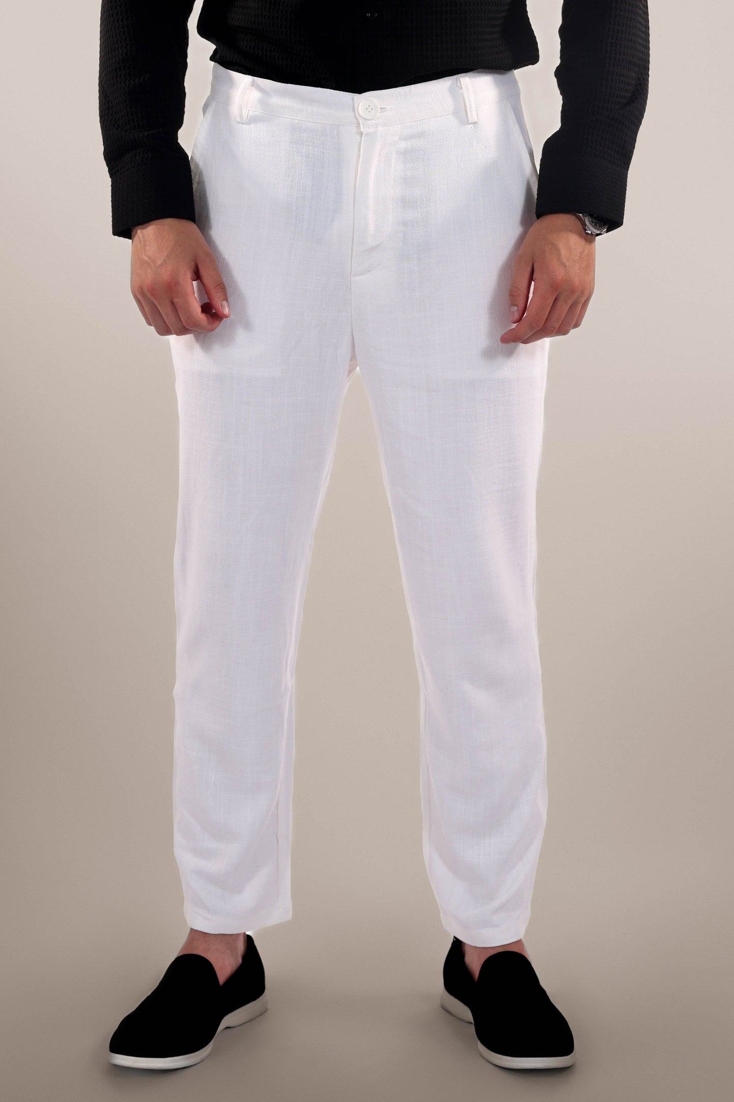 Gerry - Classic White Linen Trousers Men