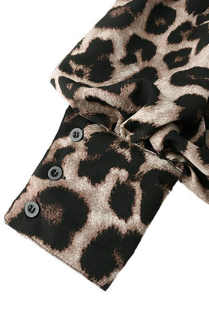 Dailyn Blouse | Leopard Print Long Sleeve Chiffon Blouse
