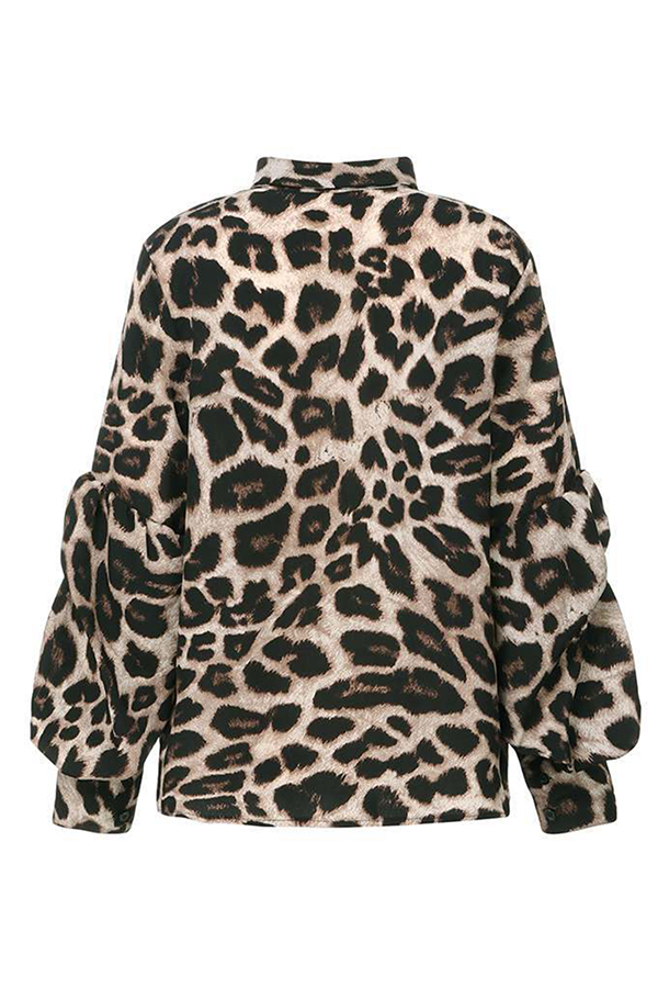 Dailyn Blouse | Leopard Print Long Sleeve Chiffon Blouse