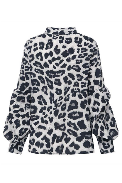 Dailyn Blouse | Leopard Print Long Sleeve Chiffon Blouse