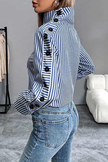 Dainy Blouse | Long Sleeve Striped Turtleneck Blouse