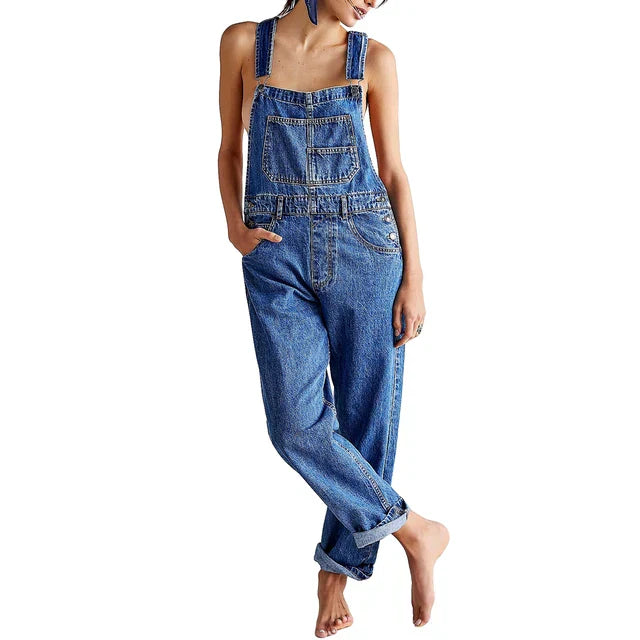 Casual Women's Blue Jeans Jumpsuit - BritishElegance