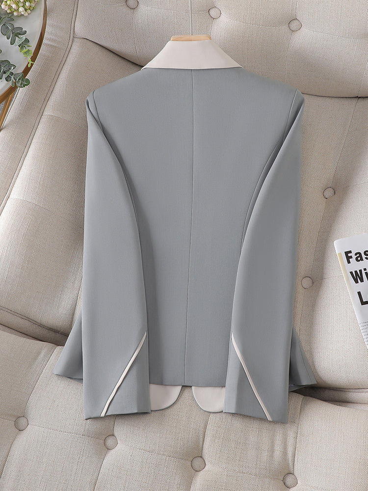 Classic Fit Women's Blazer with Pockets and Belt