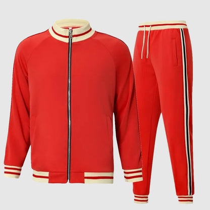 Athletic 2 Piece Mens Tracksuit with Zip Up Jacket