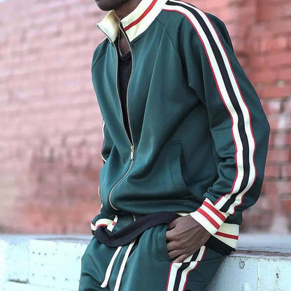 Athletic 2 Piece Mens Tracksuit with Zip Up Jacket - BritishElegance