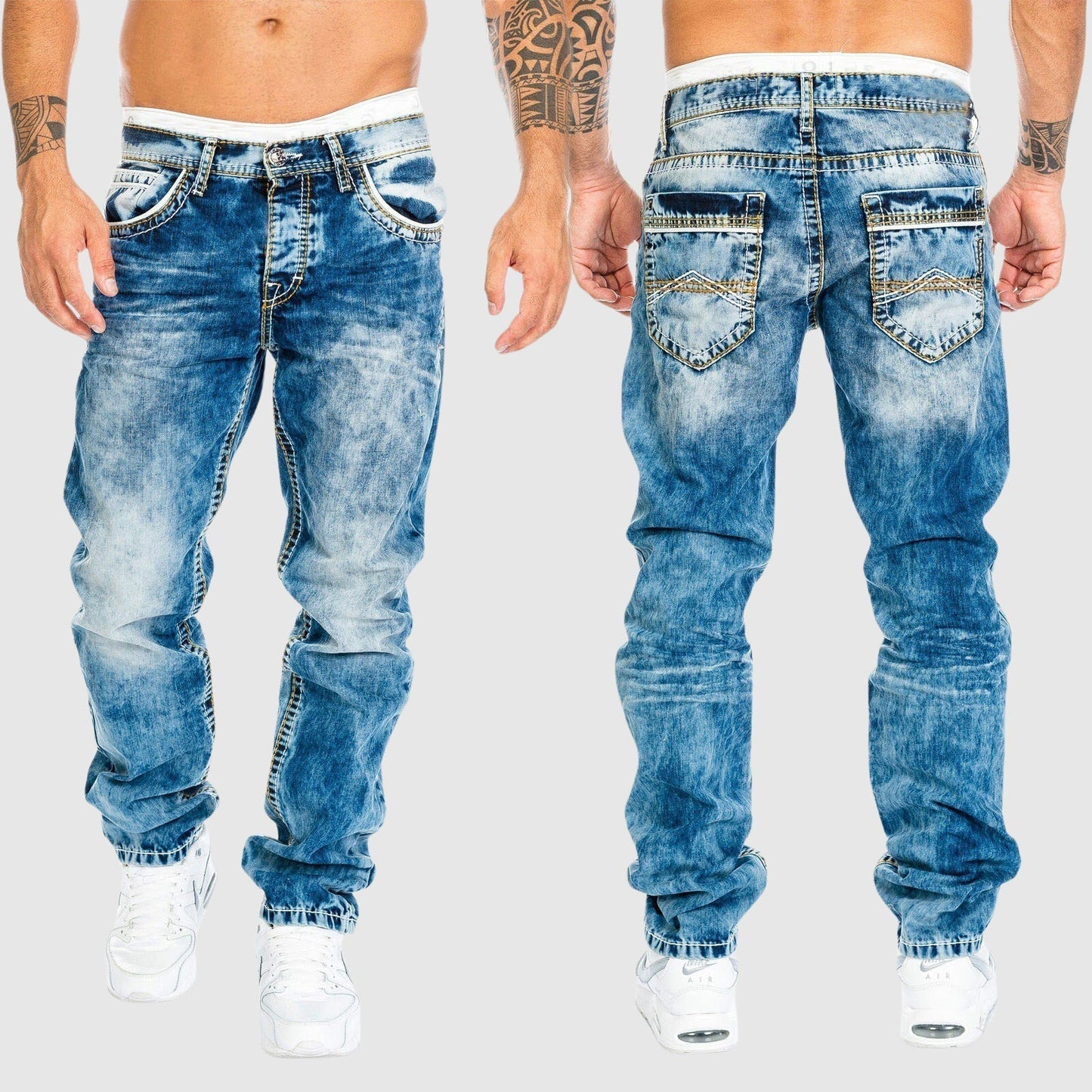 Relaxed Fit Men's Daily Jeans with Pockets - BritishElegance