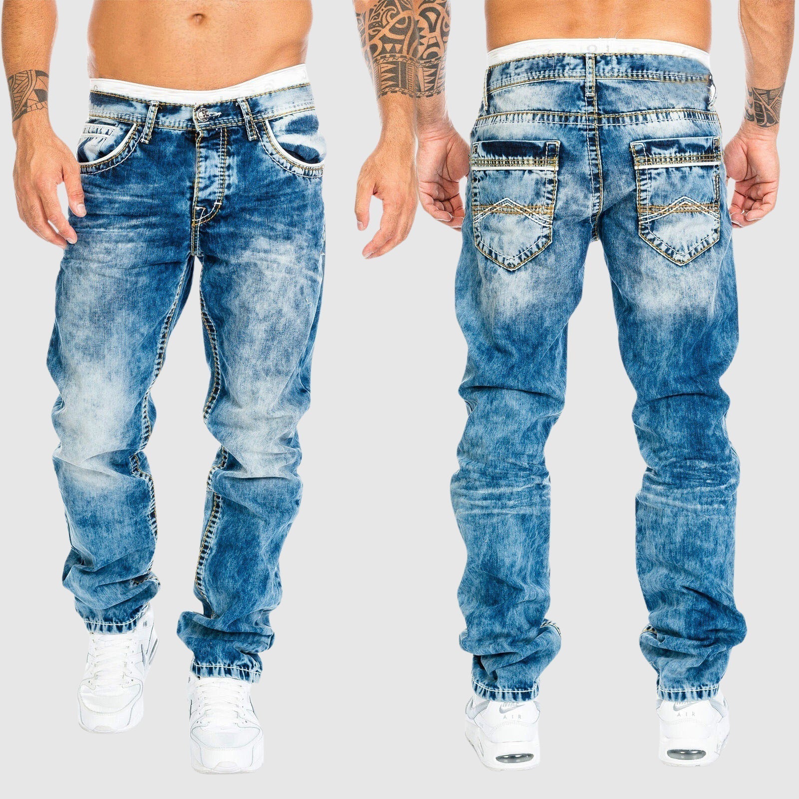Relaxed Fit Men's Daily Jeans with Pockets - BritishElegance