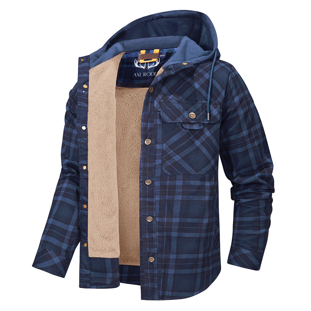 Men’s Hooded Plaid Fleece Lined Shacket