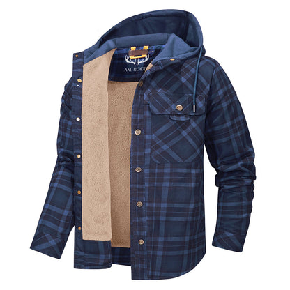 Men’s Hooded Plaid Fleece Lined Shacket
