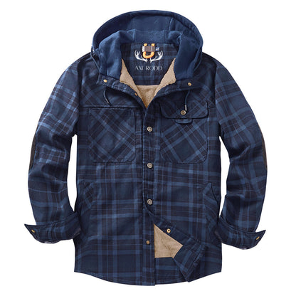 Men’s Hooded Plaid Fleece Lined Shacket